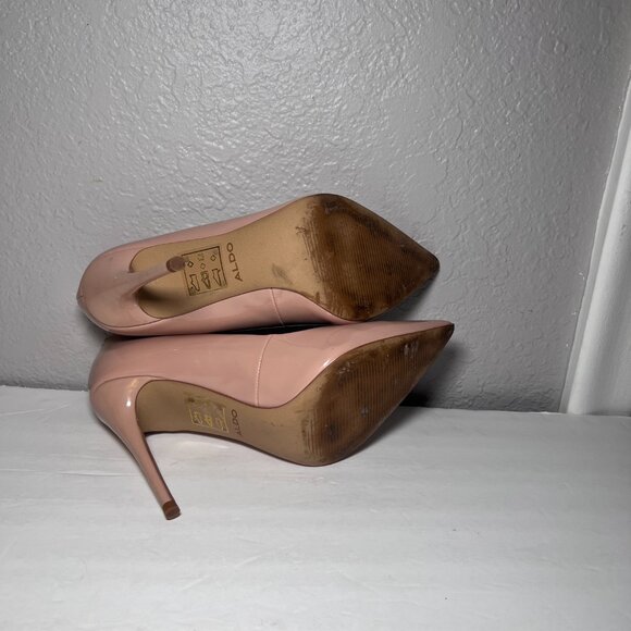 Aldo Stessy Point Toe Pump Heel Nude Pink Patent Leather - Picture 15 of 15